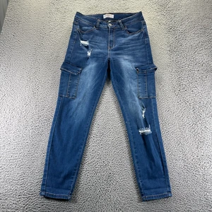 Wachs Jeans Damen 13 Blau Baumwolle Denim Tapered Distressed Cargo Stretch Workwear - Bild 1 von 11