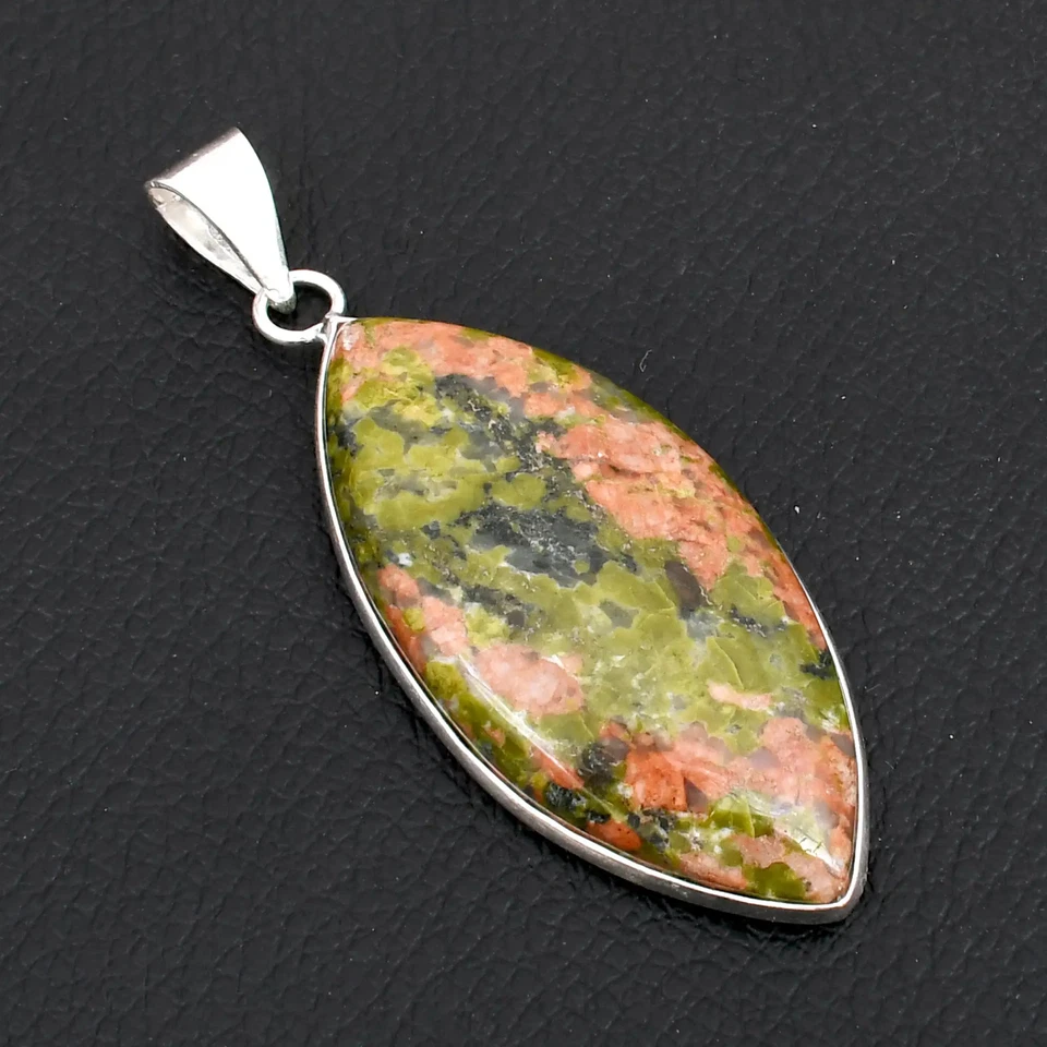 Colgante étnico hecho a mano de piedras preciosas Unakite joyería regalo para año nuevo 2,4" AP-40109 Foto 1 de 1