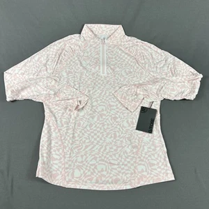 G/Fore G4 Womens Golf Pullover Distorted Check Print 1/4 Zip Medium Pink $155 - Picture 1 of 7
