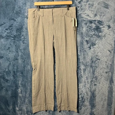 Pantalones de vestir informales a rayas grises y blancos rectos Mymichelle para mujer talla 13” Foto 1 de 4