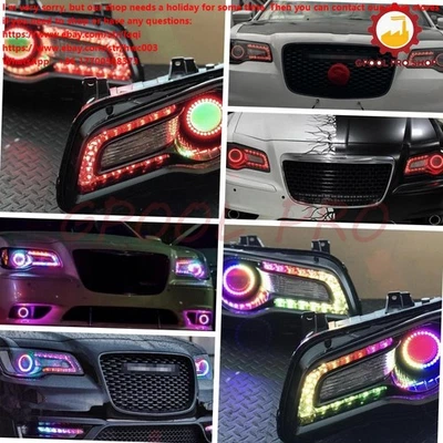 Aplicaciones de faros de placa LED DRL RGBW control Bluetooth para Chrysler 300C 2011-2021 Foto 1 de 4