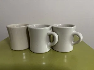 Vintage Victor Ivory Heavy Restaurant Diner Mugs Set of 3 Cups - Picture 1 of 6