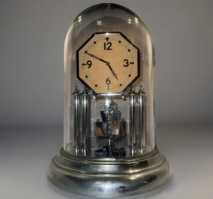 Rare Antique German Art Deco Chrome 400 Day Anniversary Mantel Clock - Picture 1 of 9