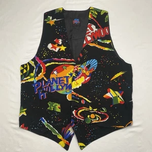 Vintage Planet Hollywood Vest – 1990s All Over Print Neon Graphic – Size S/M - Picture 1 of 5