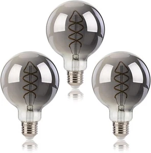 FLSNT G95 Vintage Bombillas LED E27 5.5W Regulable Vidrio Humo Paquete de 3 - Imagen 1 de 6