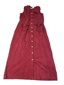 Faded Glory Button Down Dress Women's Sleeveless 12/14 Red! Quality! - Picture 1 of 5
