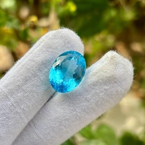 18.45 Carat Natural Blue Topaz Oval Shape Eye Clean Gemstone For Making Jewelry - Picture 1 of 4