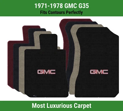 Alfombrillas de primera fila Lloyd Luxe para GMC G35 1971-1978 con logotipo GMC 1 plateado/rojo Foto 1 de 4