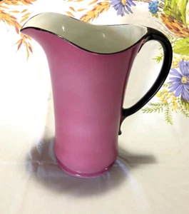 Antique Burleigh Ware Burgess & Leigh Burslem England Large Pink & Black Pitcher - Picture 1 of 10