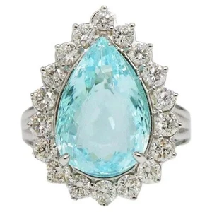 Pear Lab Paraiba Tourmaline Engagement Ring 925 Sterling Silver Bridal Jewelry - Picture 1 of 6