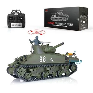 Henglong 1/16 7.0 M4A3 Sherman RTR RC Tank 3898 360° Turret IR BB Shooting - Picture 1 of 12