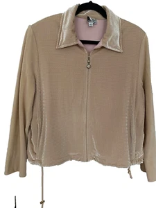 Chaqueta de chándal vintage Y2K St John Sport beige terciopelo talla M cremallera completa - Imagen 1 de 13