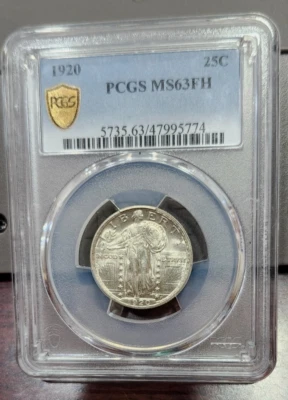 1920 Standing Liberty 25C - MS63FH - PCGS - Very Lustrous - Tough Find - Image 1 of 4