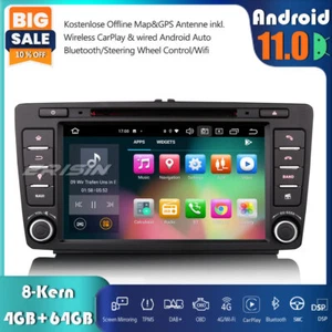 8-Kern DAB+Autoradio Android 11.0 GPS CarPlay SWC Für Skoda Octavia Superb Rapid - Bild 1 von 12