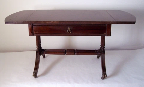 American Federal  Maddox Solid Mahogany Drop Leaf Sofa Table Cover