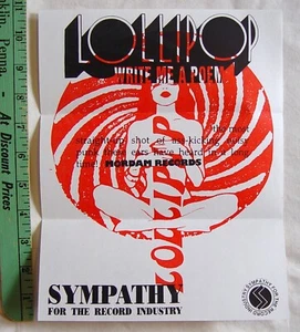 Lollipop 1994 Punk Rock Promo Poster plus Envelope for "Write Me A Poem" SFTRI - Picture 1 of 2