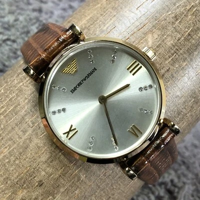 Emporio Armani Women AR-01883 Dress Diamond Accent Leather Quartz 31mm Watch 7" - Image 1 of 4