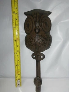 Brown Cast Iron Owl Wall Mount Hat Coat Jacket Holder Hook -B1 - Picture 1 of 4