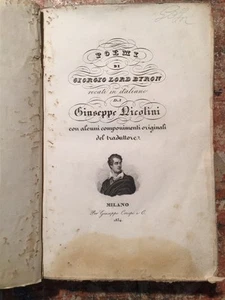 Poemi di Lord Byron recati in italiano da Giuseppe Nicolini, Milano Crespi, 1834 - Picture 1 of 1