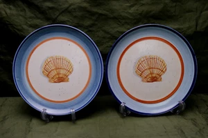Nancy Calhoun Neptune Salad Plates Blue Seashell Design set of 2 HTF - Picture 1 of 7