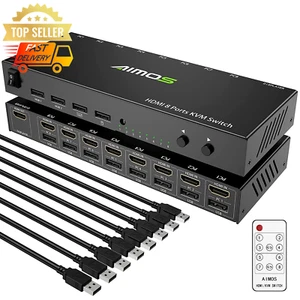 8-Port KVM Switch HDMI 2.0 USB 2.0 Hub 4K@30Hz for 8 PC Share Monitor & Mouse - Picture 1 of 12