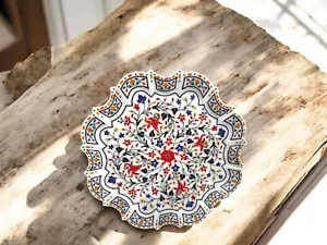 18" Exclusive Marble Dinnerware Plate Handmade Modern Art Kitchen Slab Decors - Picture 1 of 9