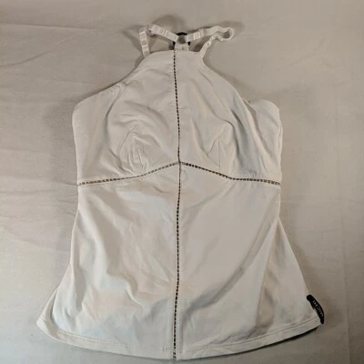 MICHI White Activewear Tank Top Cut-outs Nigh Neck Open Back Women's XS Workout - Image 1 of 4