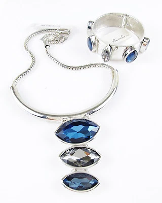 Kenneth Cole New York Blue Y Necklace & Cuff Bracelet Set Marquis $180 NWT - Image 1 of 3