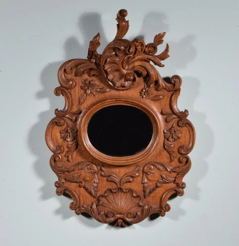 *Vintage French Louis XV Rococo Highly Carved Mirror in Oak Frame Cover