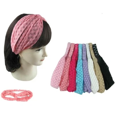 6 piezas Diadema a Cuadros Encaje Nudo Torcido Cabeza Envoltura Cuadros Red Anudada Retorcida  Foto 1 de 3
