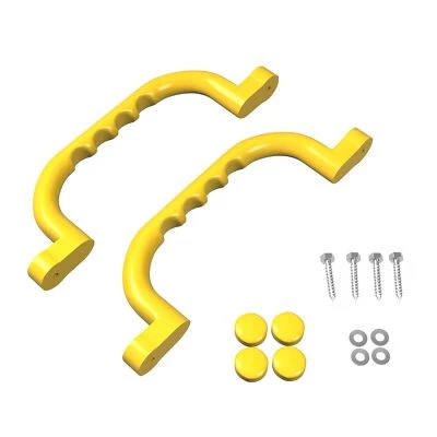 BIBEX Haltegriffe, Klettergriffe, Handgriffe 2er SET in Gelb (24cm lang & Schrauben)