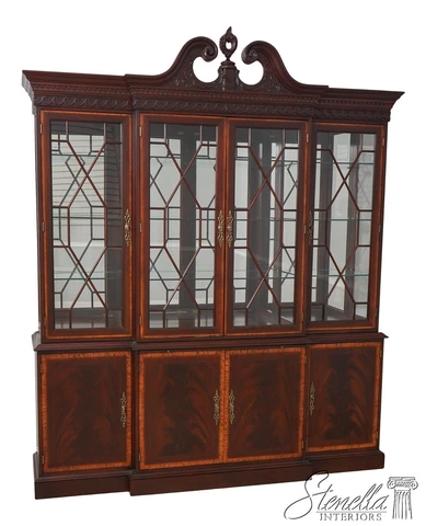 60699EC: CRAFTIQUE Large Mahogany Breakfront China Cabinet Cover