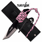 SURVIVOR HK-106320PK Pink Camo Tanto Fixed Blade Survival Knife w/ Firestarter