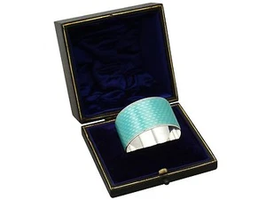 Antique Sterling Silver and Enamel Napkin Ring George V - 1900-1940 27.2g - Picture 1 of 9