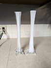 2 Eiffel Tower Glass Vase Clear & White 12 In
