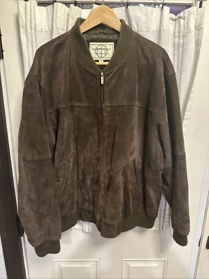 Boston Harbour Jacket Mens XXL Brown Sueded Leather Bomber Outdoor Work Casual - Image 1 of 4