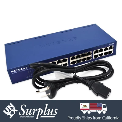 New 24 Port 100MB RJ45 NetGear Unmanaged 1U IPMI ProSafe JFS524 Ethernet Switch - Image 1 of 4