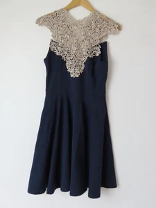 Vestido Patinador Ax Paris Azul Marino Cuello Crochet Nuevo Con Etiquetas Talla 12 - Imagen 1 de 7
