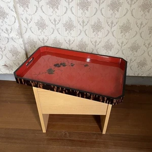Antique Lacquerware Cherry Bark Craft Square Tray Obon Showa Retro Japanesetools - Picture 1 of 11