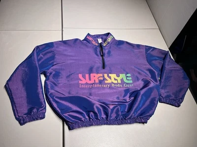 Surf Style Jacket Men’s One Size USA Purple Iridescent 1/4 Zip Windbreaker VTG - Image 1 of 4
