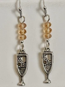 Silver New Year’s Eve Bubbly Earrings. Champagne Crystals. Holidays. Festive - Picture 1 of 4