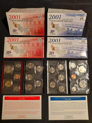 2001 US Mint Uncirculated Coin Set P & D Mints 20 Coins w/ State Quarters COA - Image 1 of 2