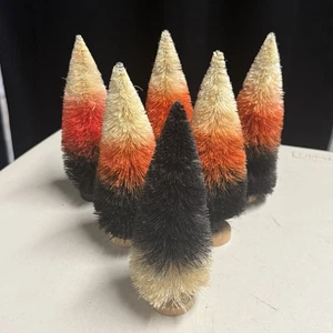 Lemax Spooky Town Halloween Set of 6 Autumn Sunrise Trees 7" Orange Black White - Picture 1 of 3