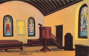 Interior of Old Blander Church Petersburg, Virginia Unposted Vintage PC - Picture 1 of 2