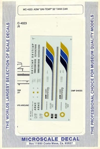 Microscale Decals # MC-4023 ADM Uni-Temp 50 Ft. Tank Car 1986 - Picture 1 of 1