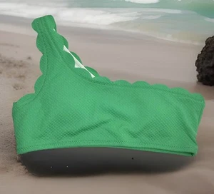 Girls One-Shoulder Scallop-Trim Swim Top Old Navy Kid Size XL (14) Green Stretch - Picture 1 of 6