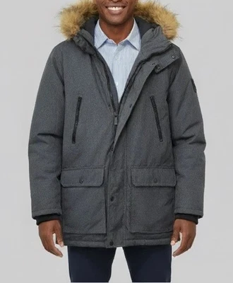 Parka Club Room para hombre con capucha de piel sintética talla XL PRECIO DE VENTA SUGERIDO POR EL FABRICANTE $250 BLM Foto 1 de 4