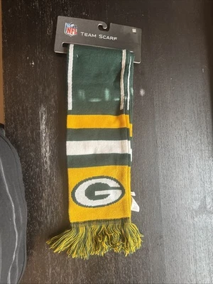 Bufanda Green Bay Packers NFL Peso Pesado Tejido Rayas Flecos Para Siempre  Foto 1 de 3