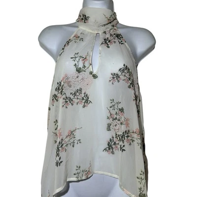 Top Forever 21 Halter Ojo de Cerradura Estampado Floral Talla Pequeña Mediana Foto 1 de 4