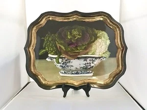 Tole Style Tablett Bild von Stephanie Hoppen 1990 Bowl of Cabbages Made England - Bild 1 von 12